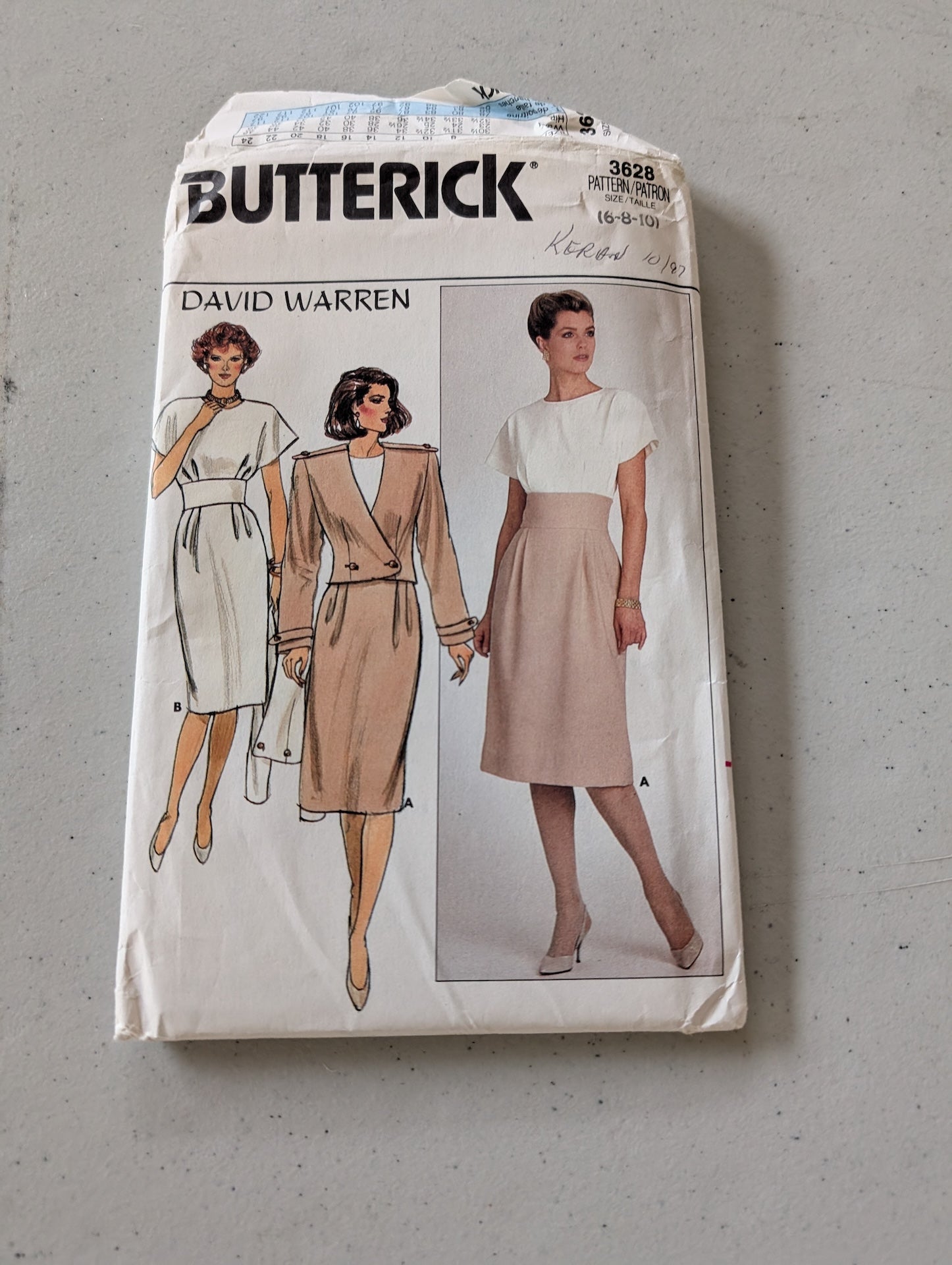 Butterick 3628 David Warren Designer Jacket Dress Pattern Sz 6 8 10 Career (Sewing Pattern Vintage)