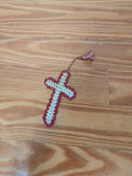 Crocheted Cross Bookmark from Handmade -  Decorative Accessories (Cotton Thread Bookmark, Religious, Handmade, White, Red)