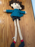 Kreative Kids Long-Legged Cloth Doll from Kreative Kids - 1990s Toys (Fabric, Yarn Doll, Vintage, Toys, Teal, Black, Brown, Beige)
