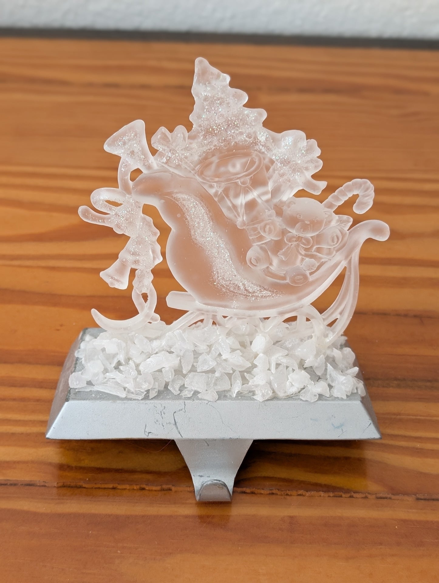 Frosted Acrylic Sleigh Stocking Holder from Unknown -  Holiday Decor (Acrylic, Plastic Stocking Holder, Modern, Whimsical, Clear, Silver)