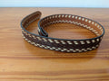 Tooled and Laced Leather Belt from Unknown -  Apparel / Accessories (Leather Belt, Western, Country, Bohemian, Brown, Cream)
