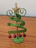 Spiral Ribbon Metal Tree from Unknown -  Holiday Decor (Metal, Glitter, Bells Decor, Modern, Whimsical, Green, Gold, Red)