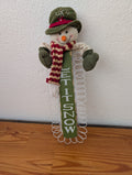 Let It Snow Card Holder from Unknown -  Holiday Decor (Fabric, Wood, Metal Decor / Card Holder, Rustic, Farmhouse, Green, White, Red, Beige)