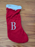 Monogram "B" Christmas Stocking from Unknown -  Linens (Plush Fabric, Sherpa Stocking, Traditional, Red, White)