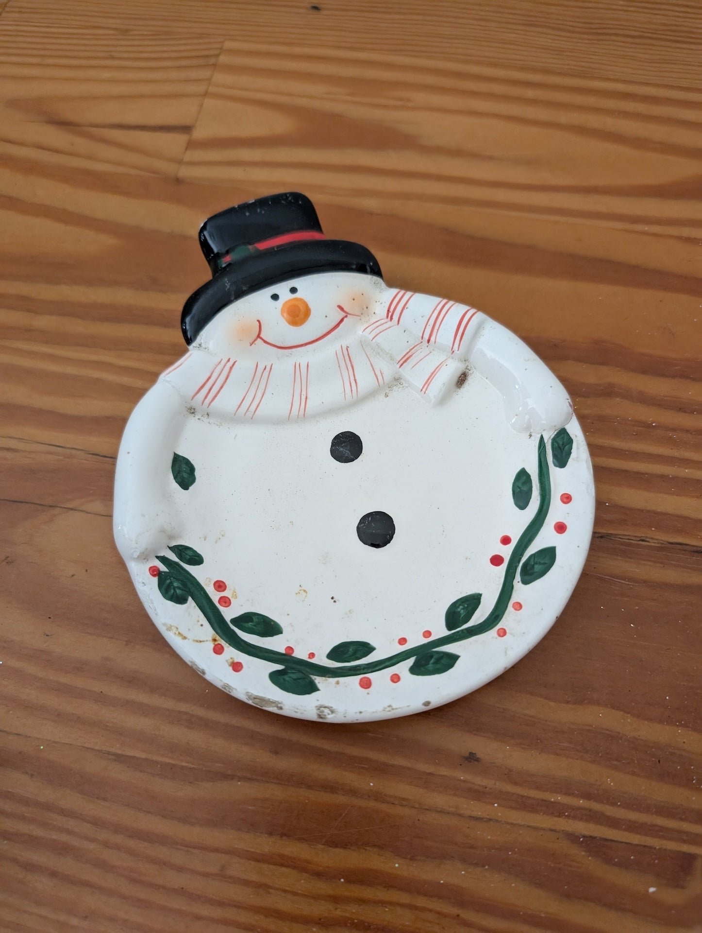 Snowman Spoon Rest from Unknown -  Tabletop (Ceramic Kitchenware, Traditional, Farmhouse, White, Black, Green, Red)