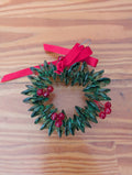 Acrylic Crystal Wreath Ornament from Unknown -  Ornaments (Acrylic, Ribbon Ornament, Traditional, Glam, Green, Red)
