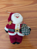 Plush Santa Ornament with Plaid Bag from Unknown -  Ornaments (Fabric, Felt Ornament, Traditional, Rustic, Red, White, Green)