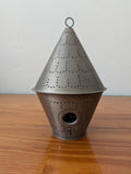 Punched Tin Lantern from Unknown -  Home / Garden Decor (Tin / Metal Lantern / Bird Feeder, Primitive, Colonial, Rustic, Farmhouse, Grey / Pewter)