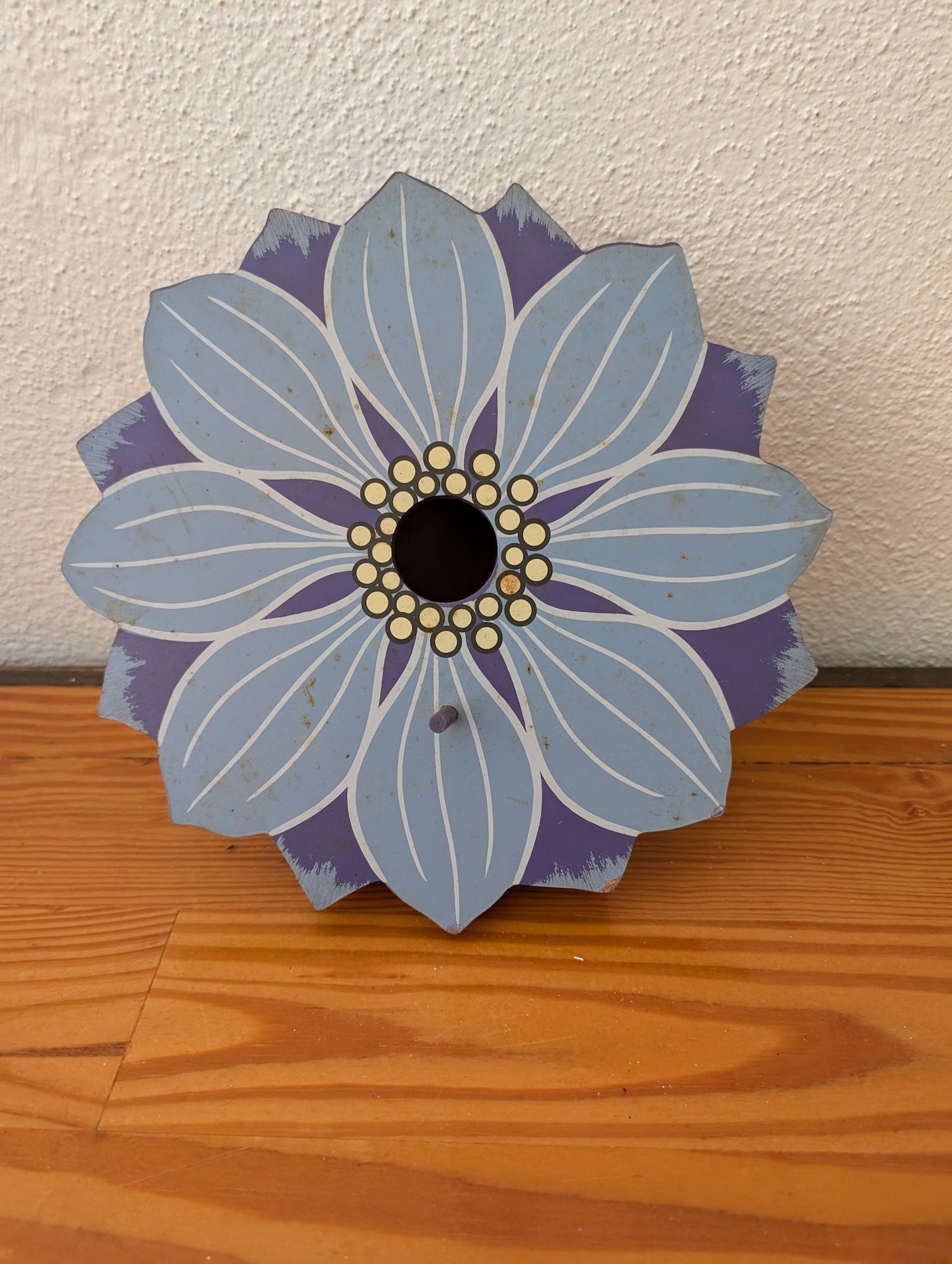 Flower-Shaped Birdhouse from Unknown -  Garden Decor (Wood, Paint Birdhouse, Whimsical, Garden, Blue, Purple, Yellow)
