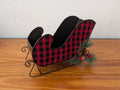 Buffalo Plaid Sleigh from Unknown -  Holiday Decor (Metal, Fabric, Plastic Tabletop Decor, Farmhouse, Rustic, Cabin, Black, Red)