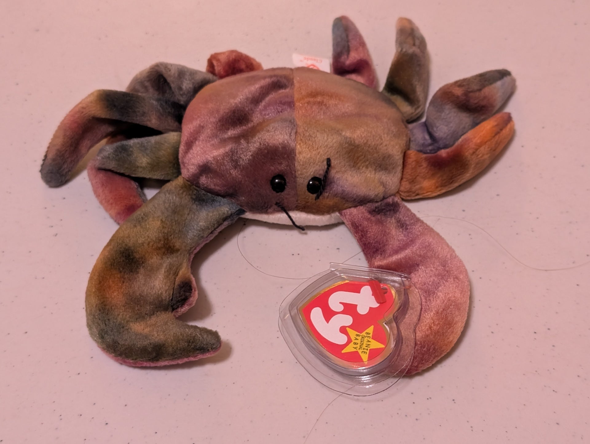 Claude the Crab - Ty Beanie Baby (Tie-Dye, 1996, Vintage, MWMT, Plush, Toy, Stuffed Animal, Retired)