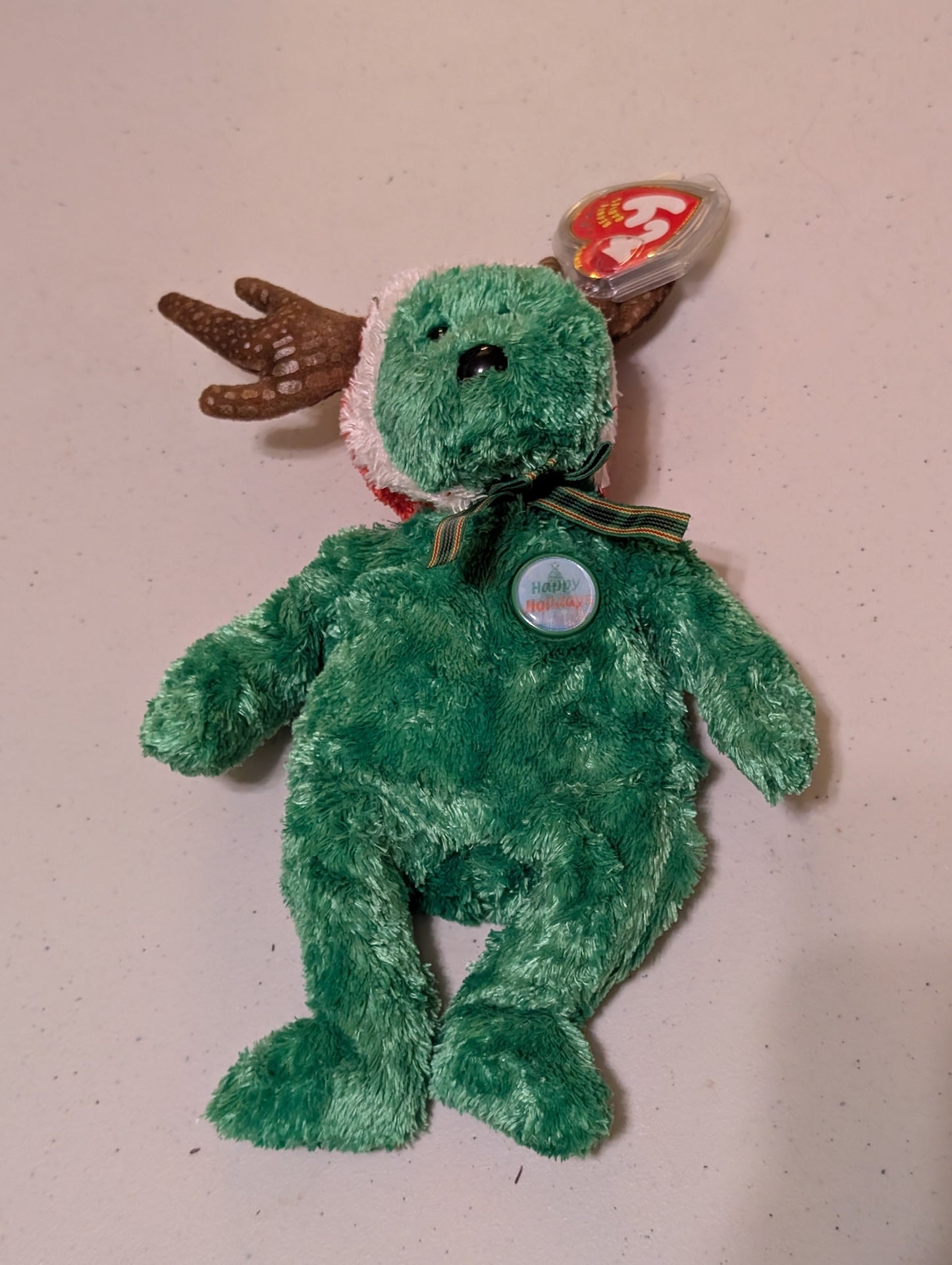 2002 Holiday Teddy the Bear - Ty Beanie Baby (Green, 2002, Vintage, MWMT, Plush, Toy Stuffed Animal, Retired)