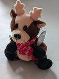REINDEER in Snowflake Scarf #0142 1998(Coke, Coca-Cola, Cocoa Cola International, MWMT, Vintage, Retired, with Tag, VTG, Stuffed Animal, Plush, Toy, Bean Bag)