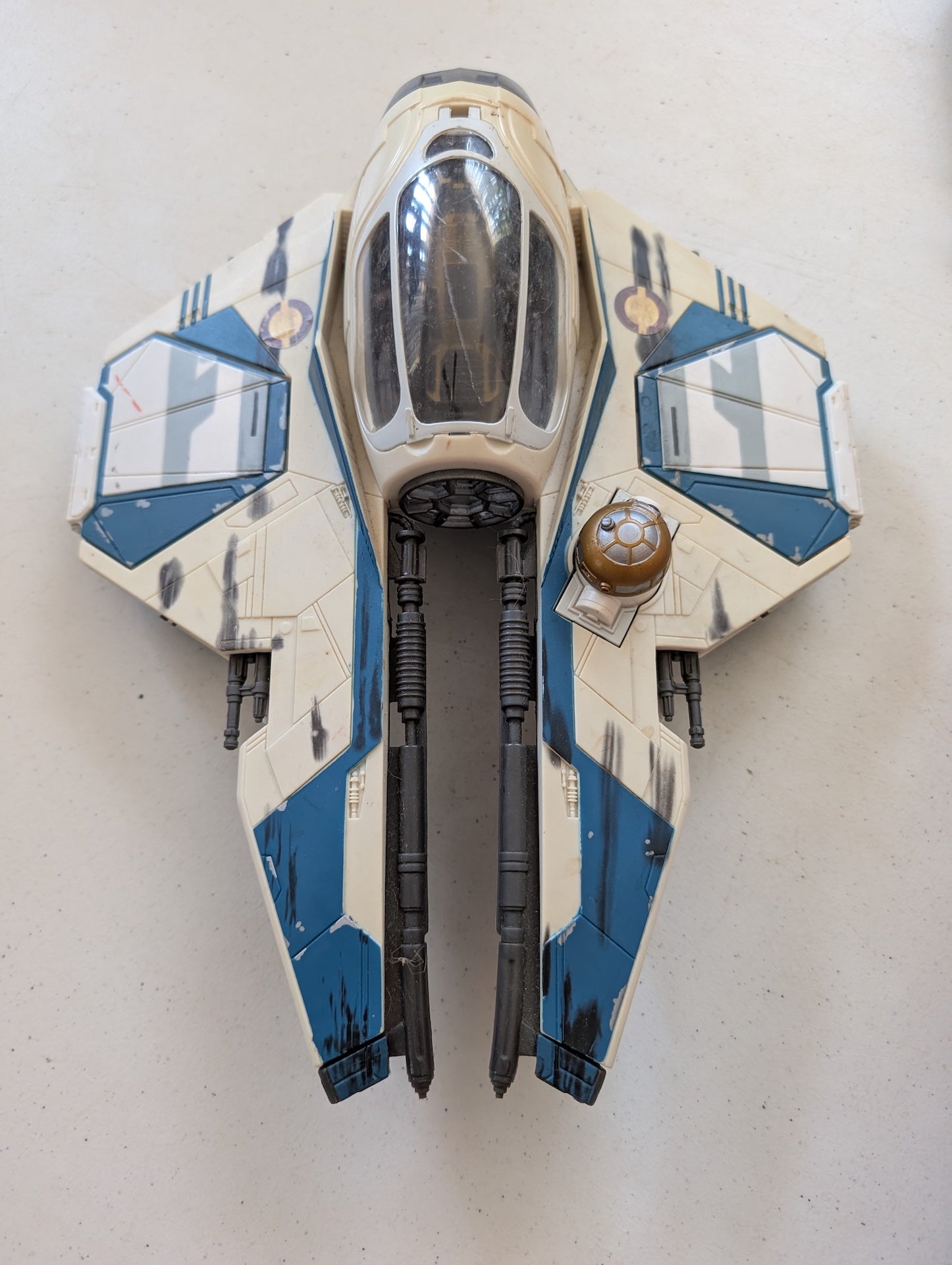 Obi-Wan Kenobi Jedi Starfighter Hasbro Star Wars  ROTS Blue Version(Vintage, Missing parts/accessories, Collectable, Toy)
