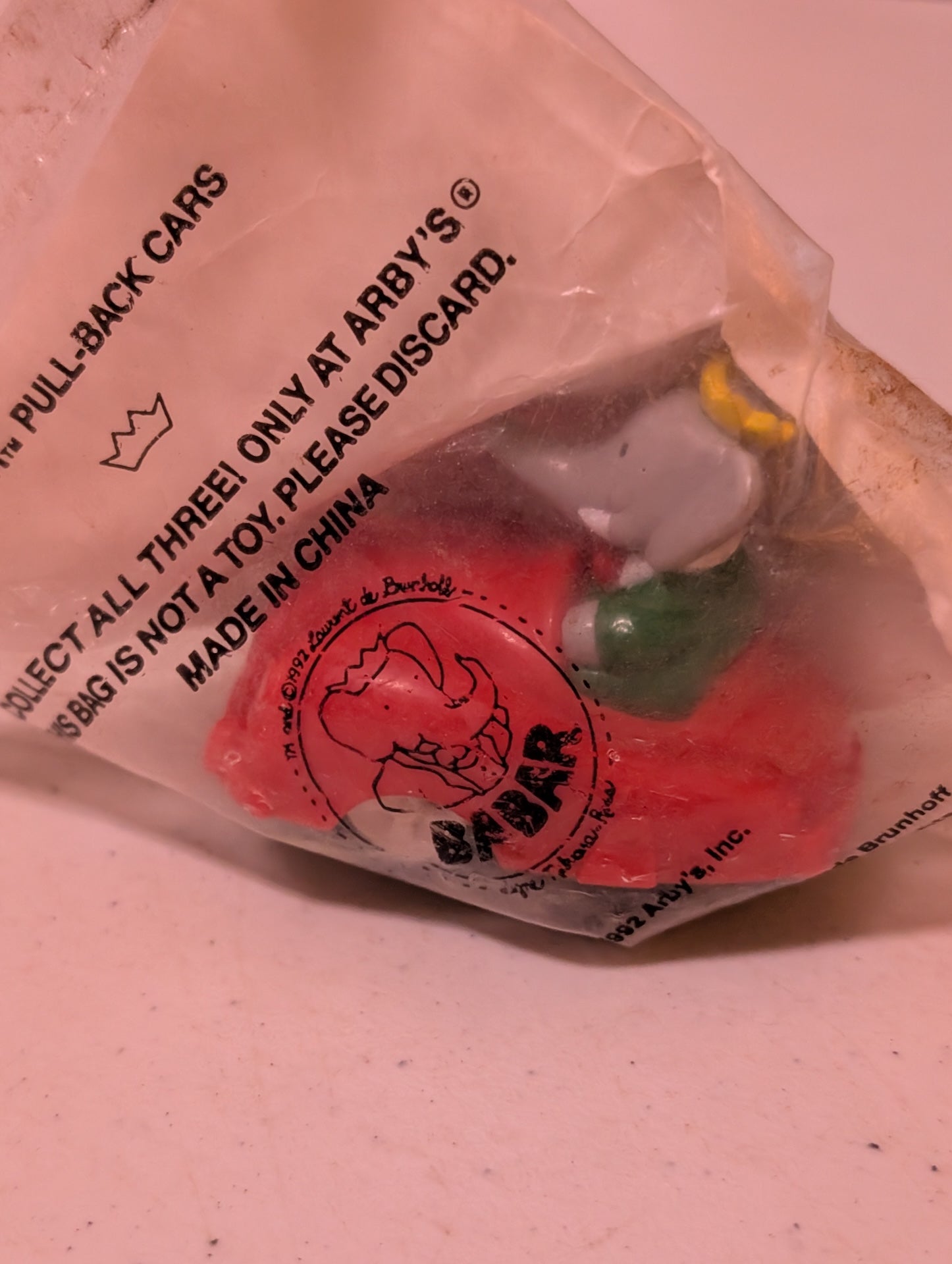Babar 1992 BABAR'S WORLD TOUR PULL BACK RACERS Arby's Fast Food Toys(Vehicle, SciFi/Fantasy, Collectable, Vintage, Loose, Missing Parts/pieces, Incomplete)