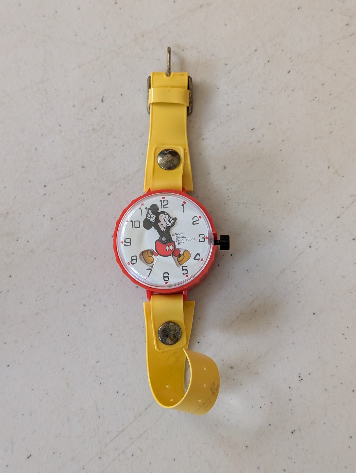 Mickey Mouse Wrist Watch Vintage 1973 Marx Toys Walt Disney Plastic(vintage, collectable, nostalgia, toy)