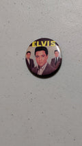 Elvis Trio Pin from Unknown - 1970s Collectibles (Metal, Plastic Pinback Button, Retro, Music Memorabilia, Brown, Yellow, Black, Collectable, Vintage, Original)