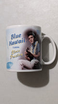 Blue Hawaii Mug from Unknown - 1990s Housewares (Ceramic Mug, Tiki, Mid-Century Modern, Film Memorabilia, White, Blue, Yellow, Collectable, Vintage, Original)