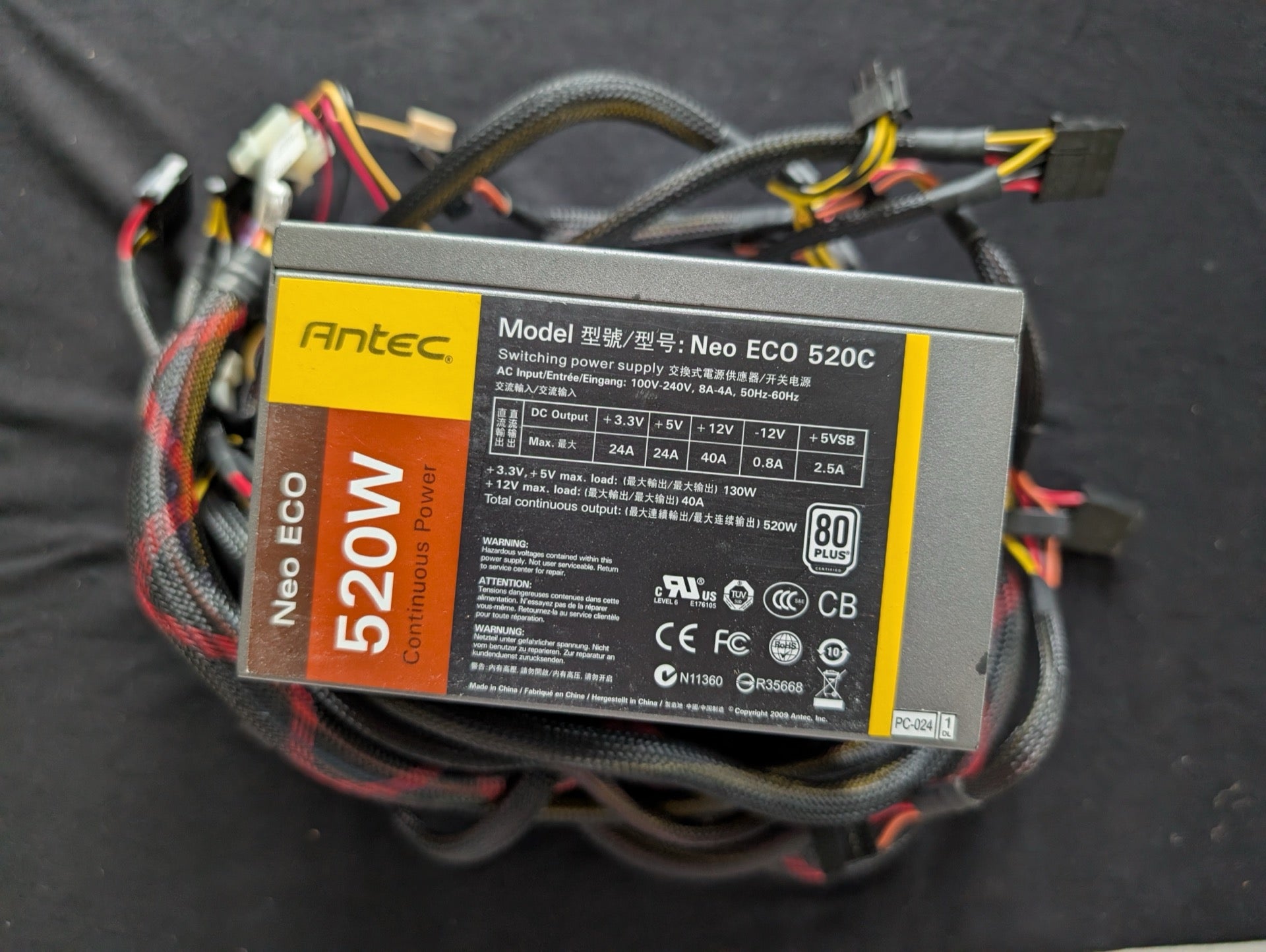 Antec Neo Eco 520C 520W 80 PLUS Certified ATX Power Supply PSU