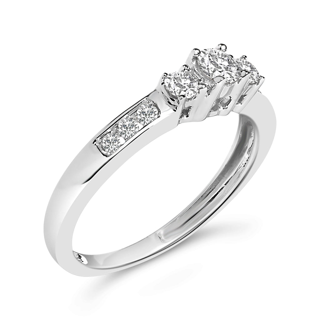 10K White Gold 1/2 Cttw Diamond Three Stone Ring