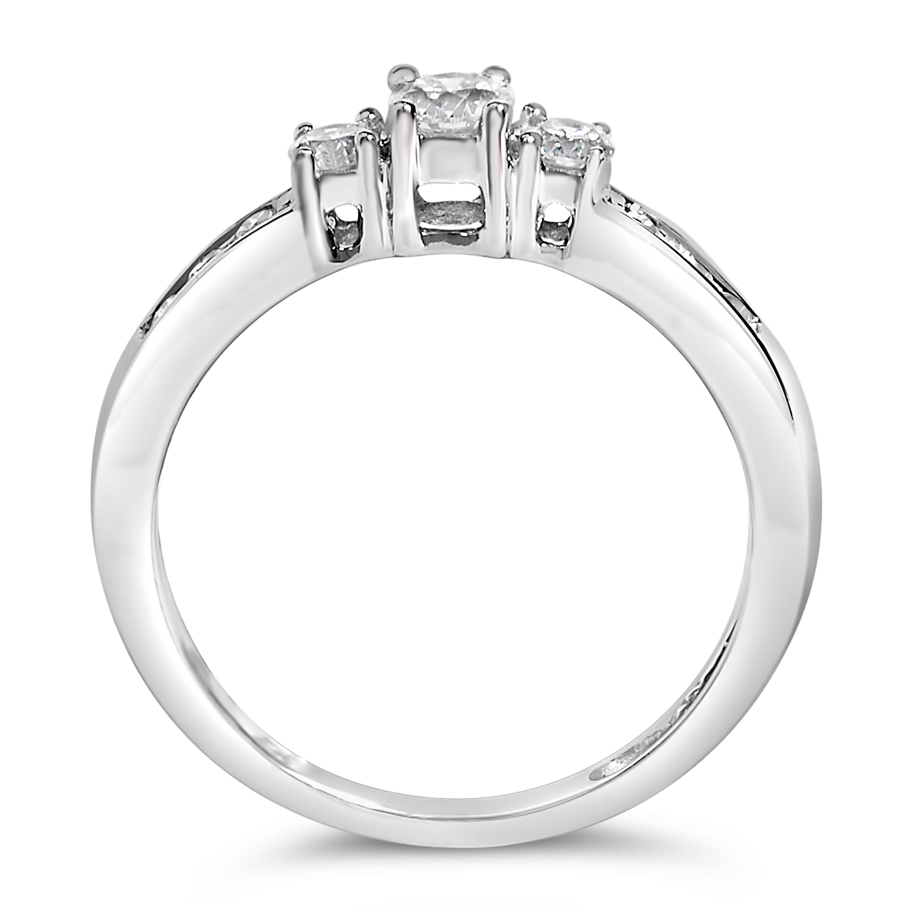 10K White Gold 1/2 Cttw Diamond Three Stone Ring