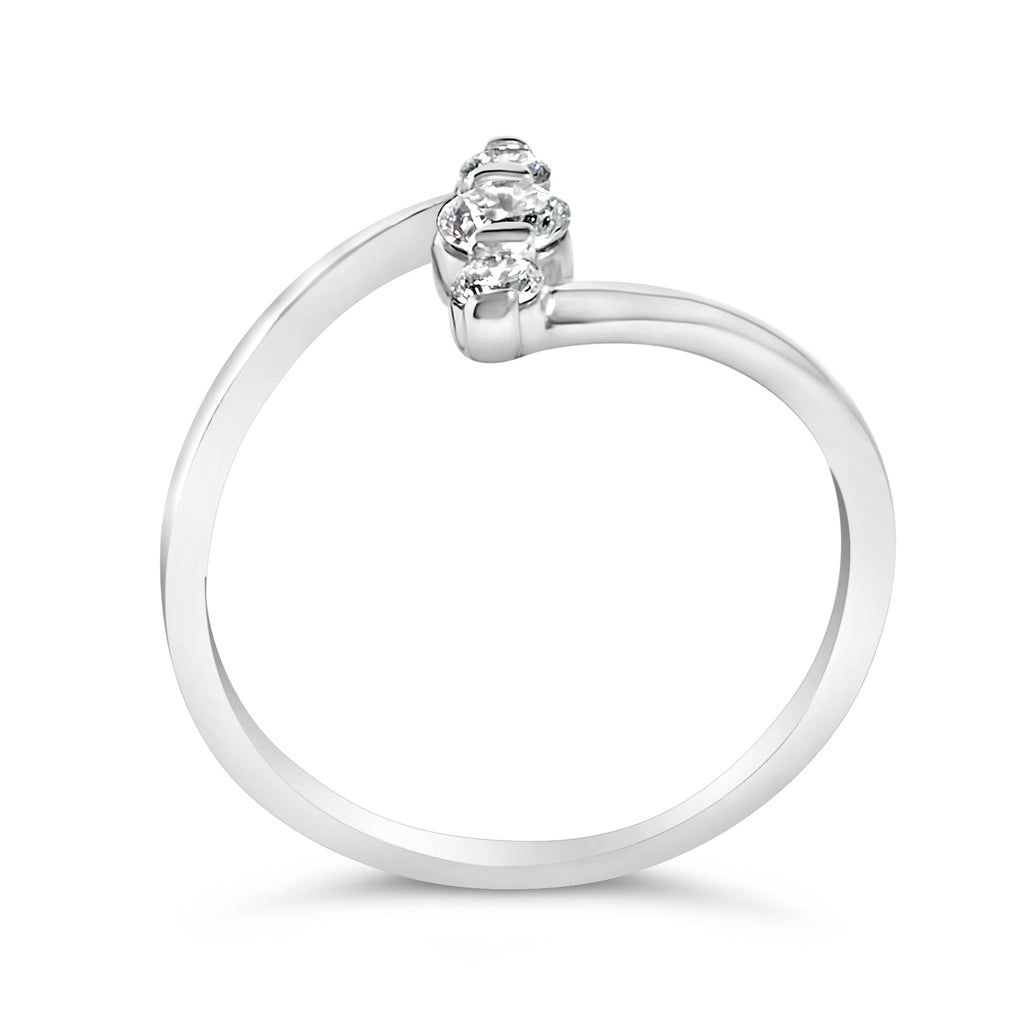 10K White Gold 1/4 Cttw Lab Grown Diamond Vertical Three Stone Ring