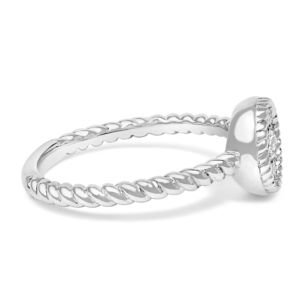 Sterling Silver 1/4 Cttw Diamond Floral Round Braided Ring