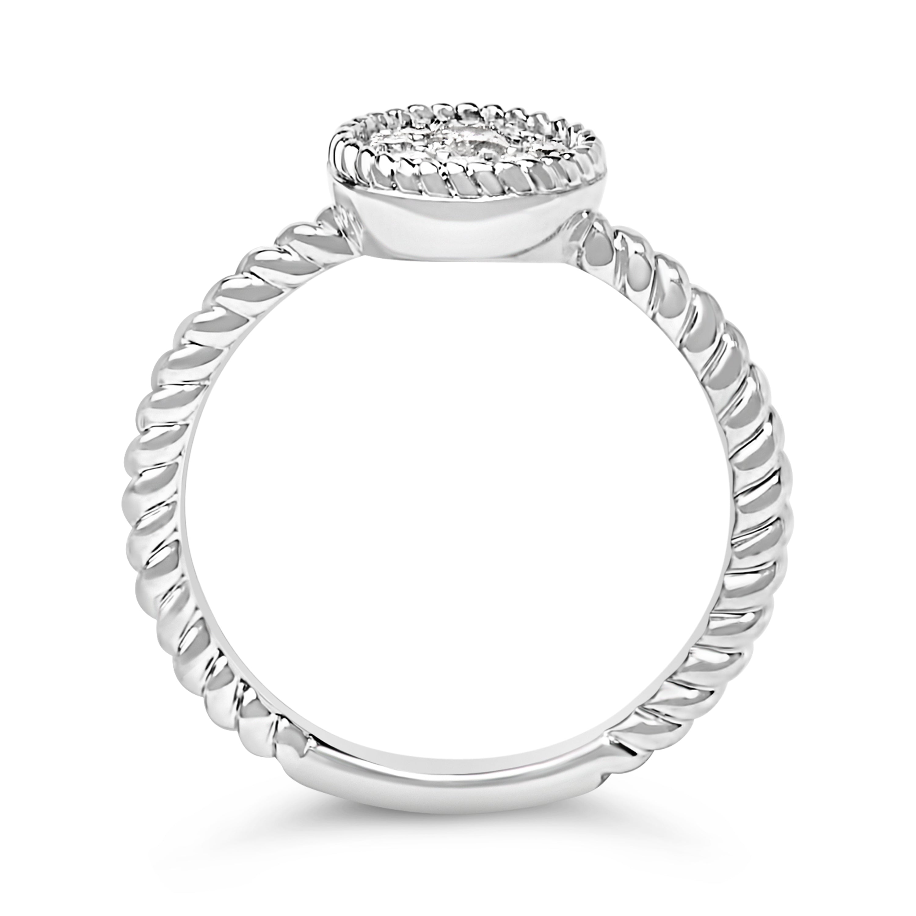 Sterling Silver 1/4 Cttw Diamond Floral Round Braided Ring