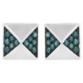 14K White Gold 1/4 Cttw Treated Blue Diamond Pyramid Stud Earring (Blue Color, SI1-SI2 Clarity)