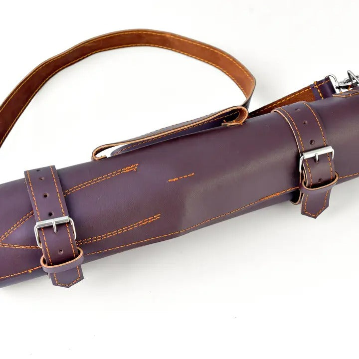 Titan’s Artisanal Mastery: Blue Galaxy Damascus Steel 5-Piece Kitchen Knife Set with Leather Roll - TK-452