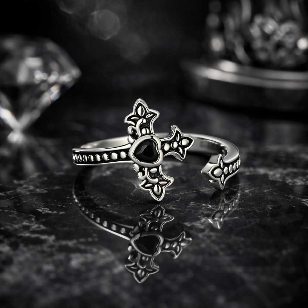 925 Sterling Silver Pavé Setting CZ Oxidized Silver Ring
