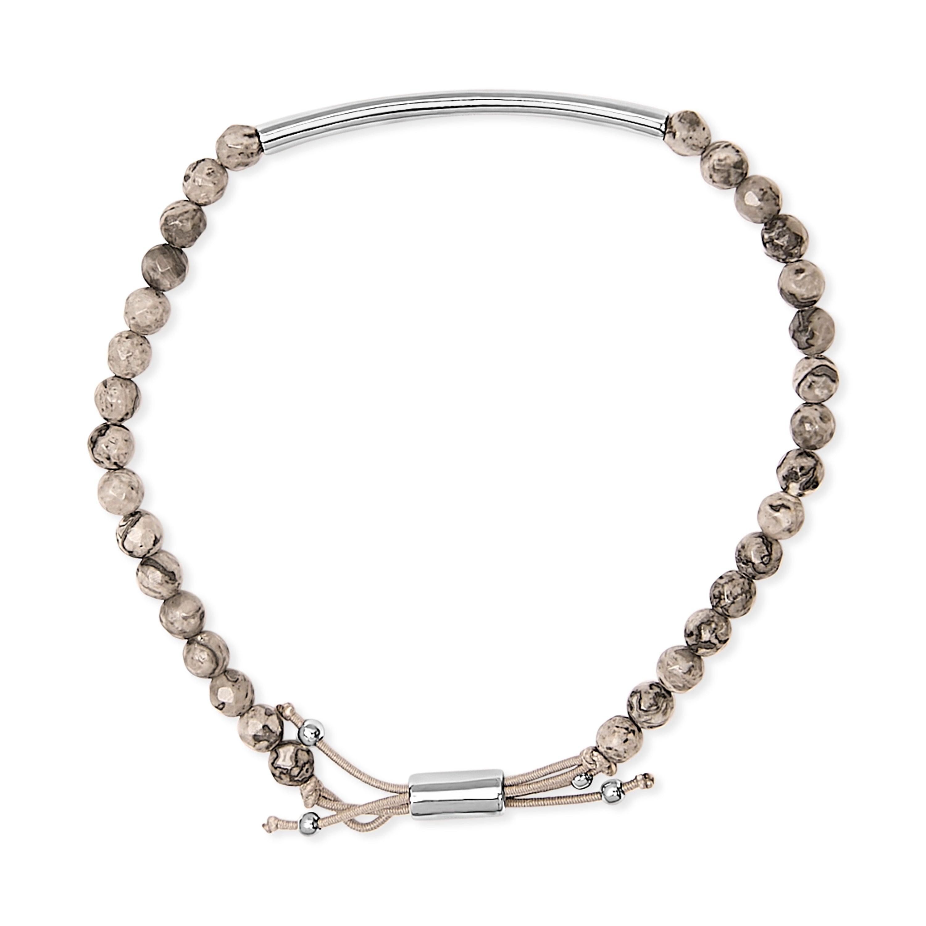 Sterling Silver Jasper Bead Station Bracelet Bolo Clasp