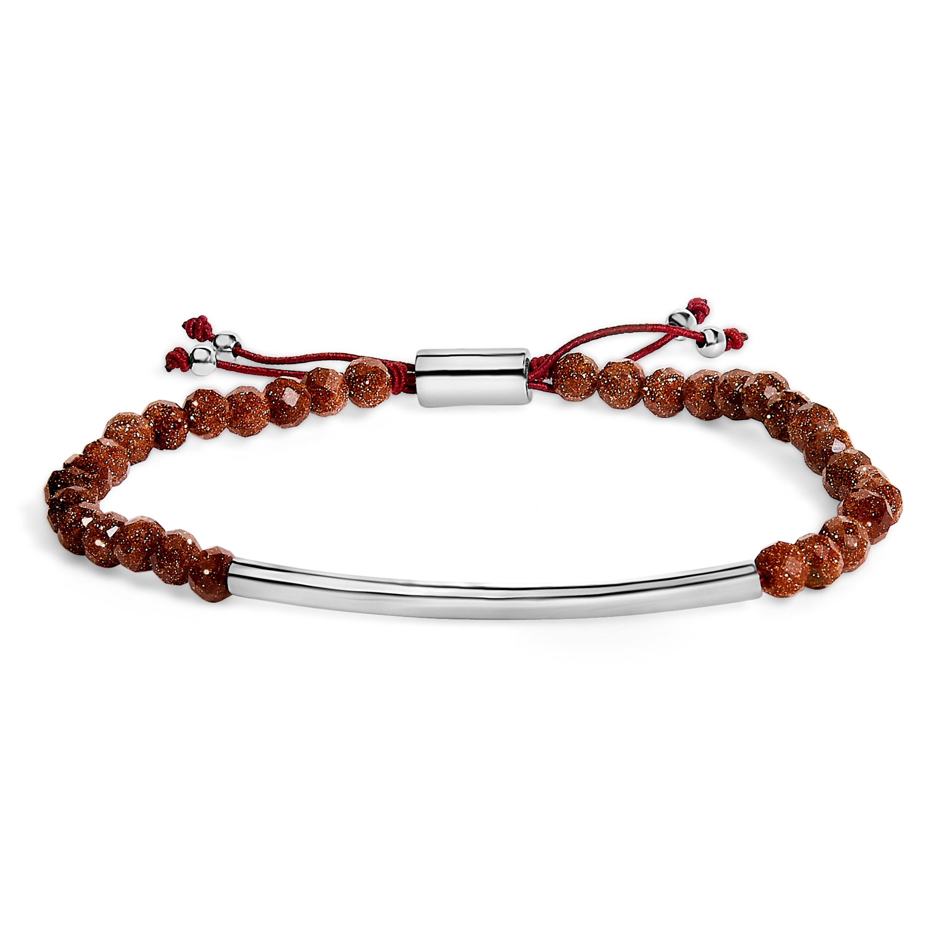 Sterling Silver Sand Bead Station Bracelet Bolo