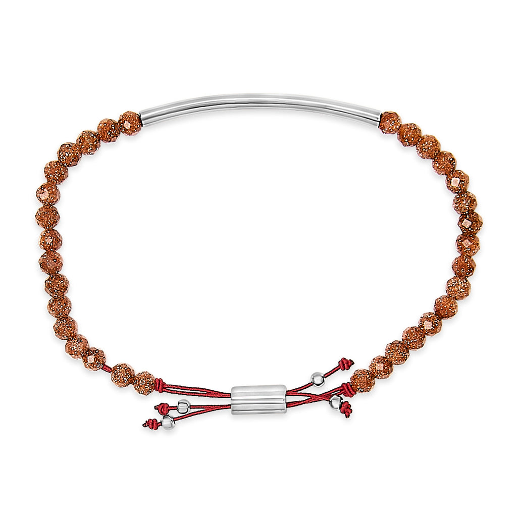 Sterling Silver Sand Bead Station Bracelet Bolo