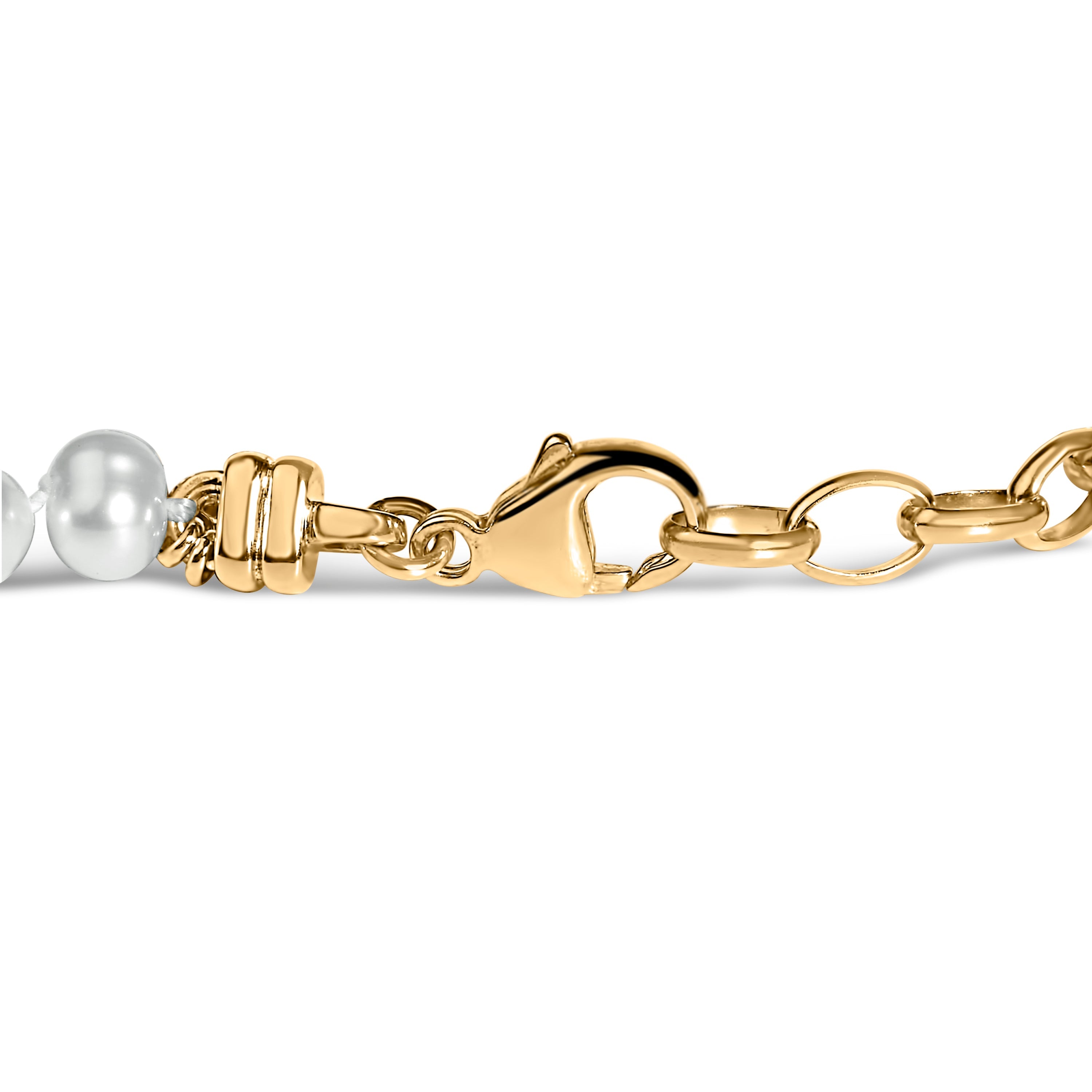 18K Yellow Gold Vermeil Cultured Pearl Station Link Bracelet