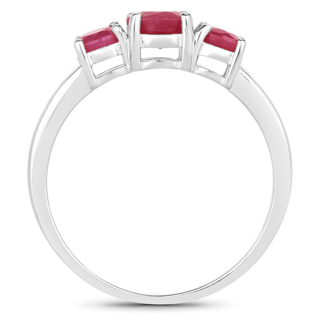 1.15 Carat Genuine Ruby 14K White Gold Ring