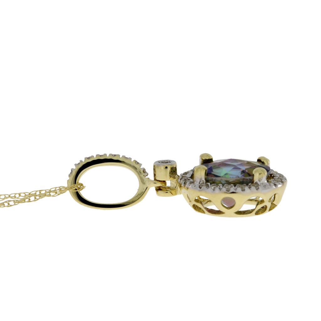 Mystic Fire Topaz Fashion Pendants 14KT Yellow Gold