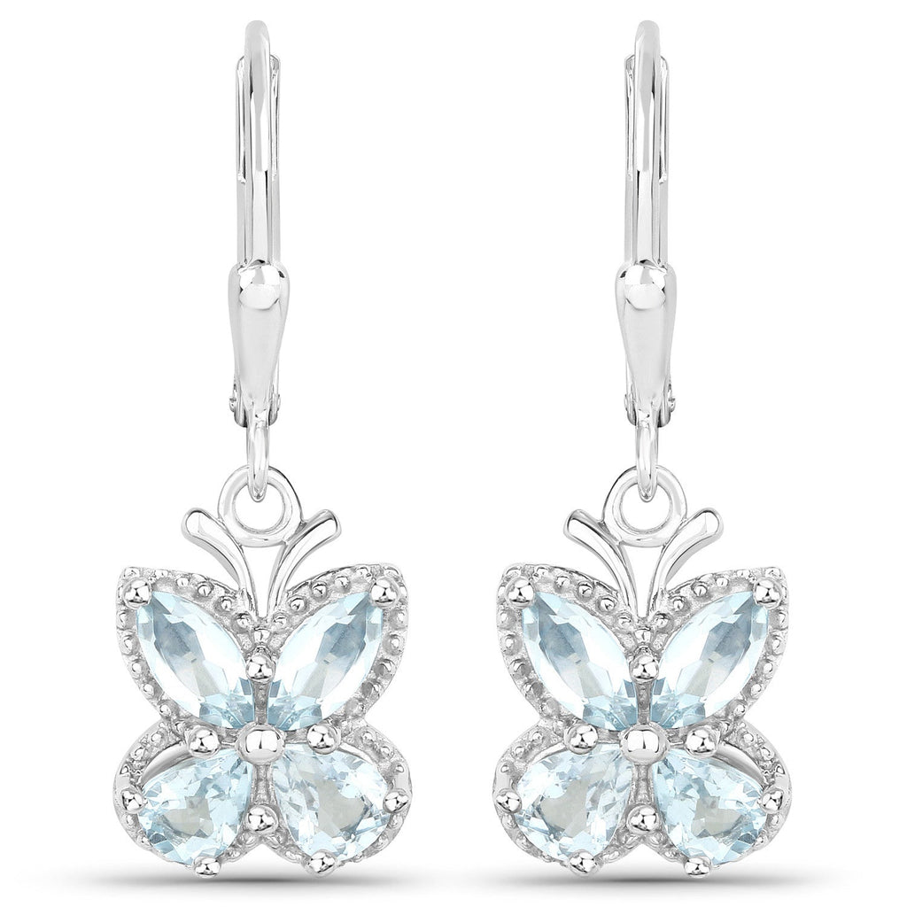 1.76 Carat Genuine Aquamarine .925 Sterling Silver Earrings