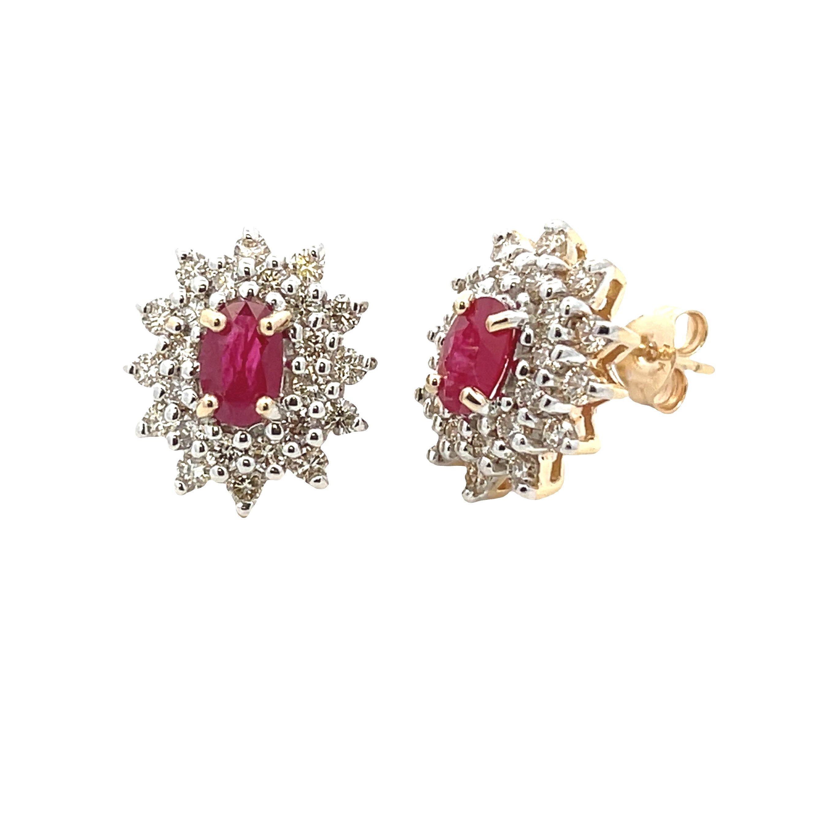 2.30ct Ruby Diamond Earrings 14KT Yellow Gold