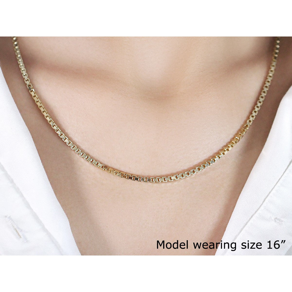 2.5mm 14k Yellow Gold Semi Solid Box Chain