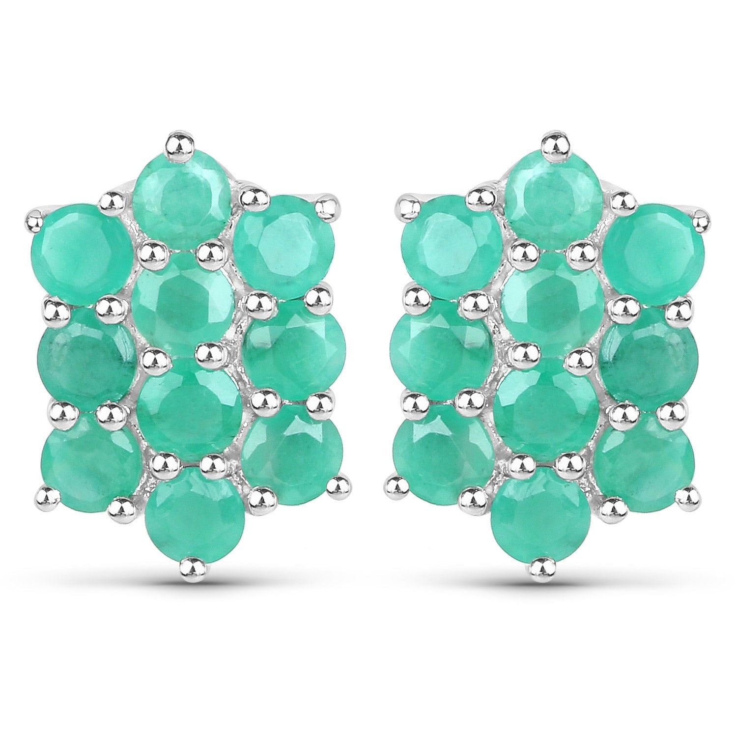 6.60 Carat Genuine Emerald .925 Sterling Silver 3 Piece Jewelry Set (Ring, Earrings, and Pendant w/ Chain)