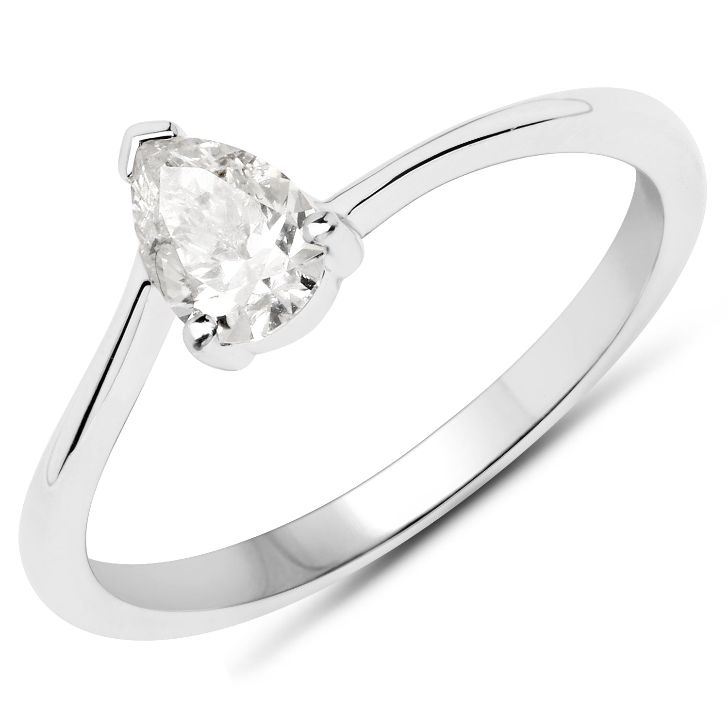 14K White Gold 0.50 Carat Genuine White Diamond Ring