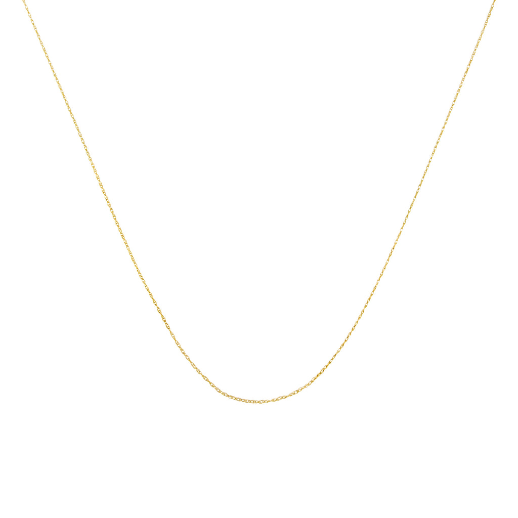 Solid 10K Yellow Gold 0.5mm Slim and Dainty Unisex 18" Rope Chain Necklace