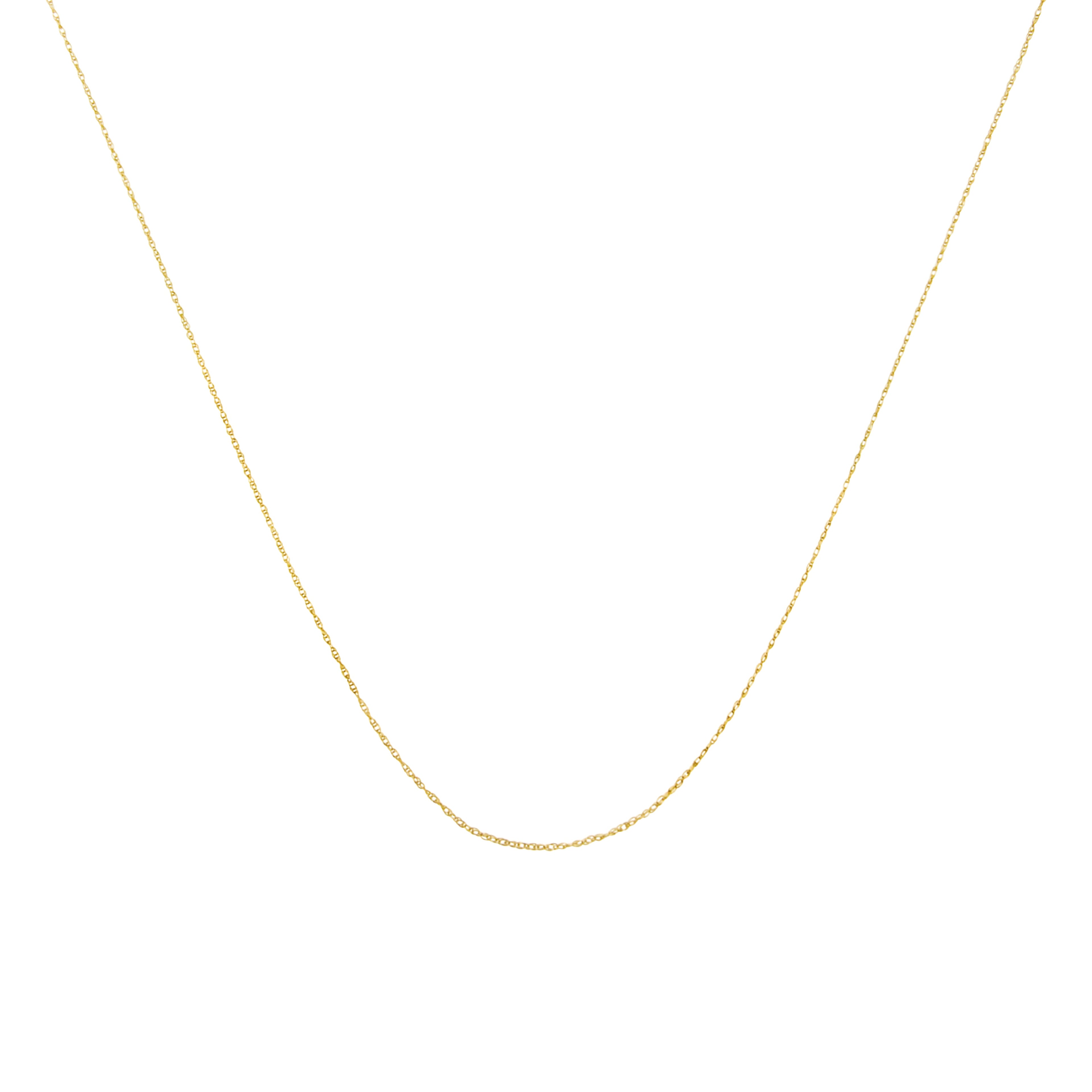 Solid 10K Yellow Gold 0.5mm Slim and Dainty Unisex 18" Rope Chain Necklace