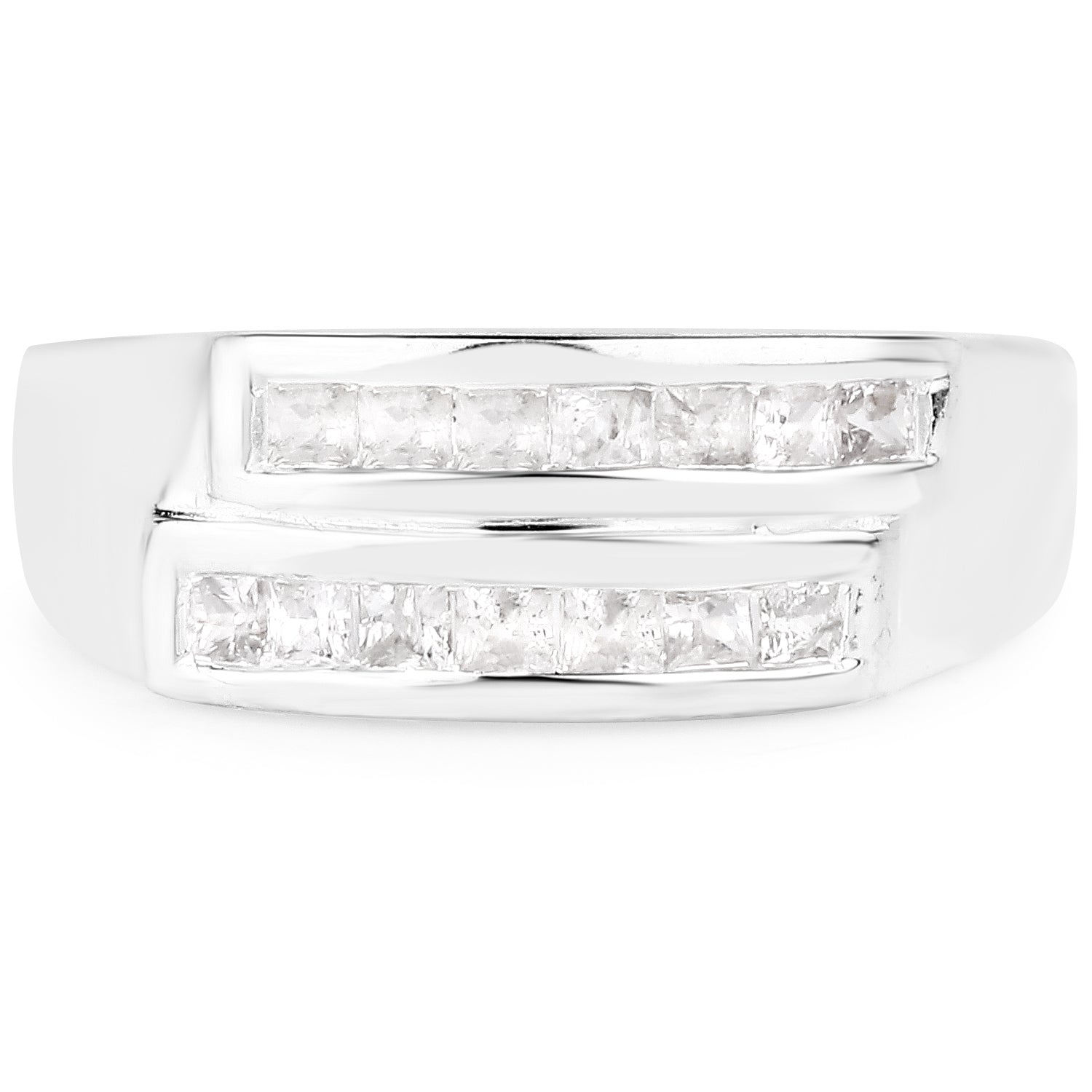 0.70 Carat Genuine White Sapphire .925 Sterling Silver Ring