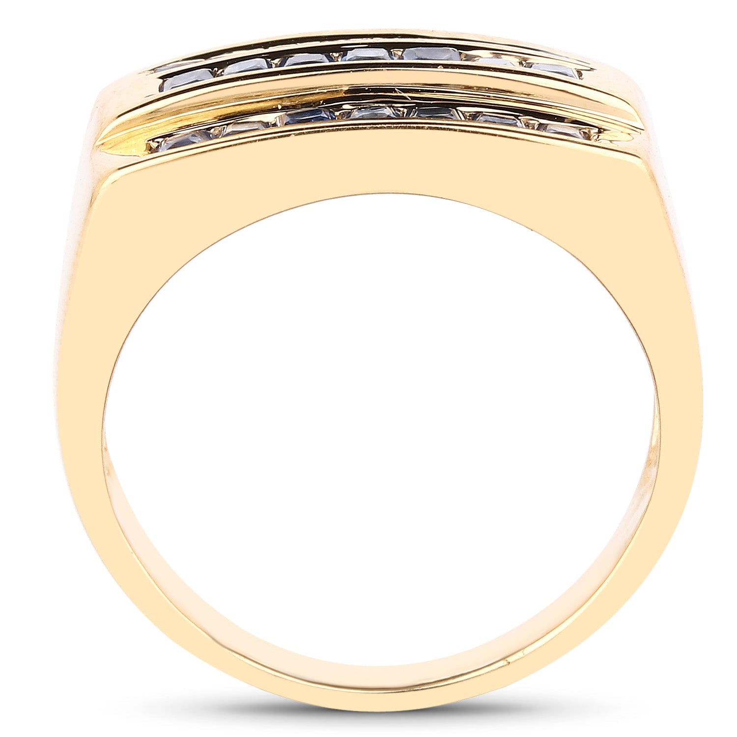 14K Yellow Gold Plated 1.05 Carat Genuine Blue Sapphire .925 Sterling Silver Ring