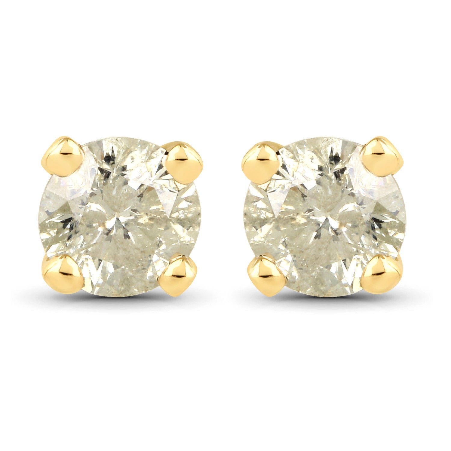 0.92 Carat Genuine LB Diamond 14K Yellow Gold Earrings