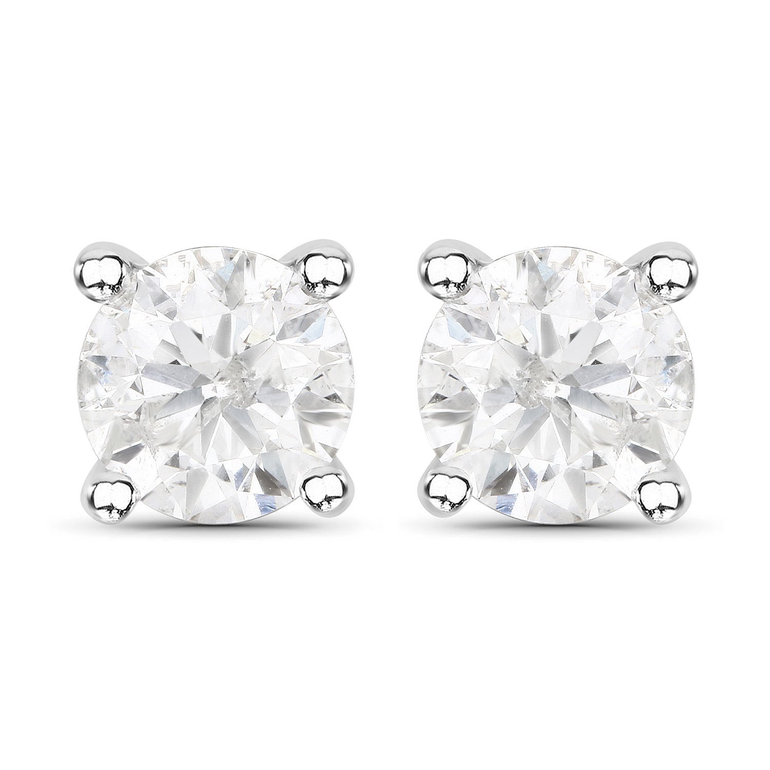 1.02 Carat Genuine White Diamond 14K White Gold Earrings