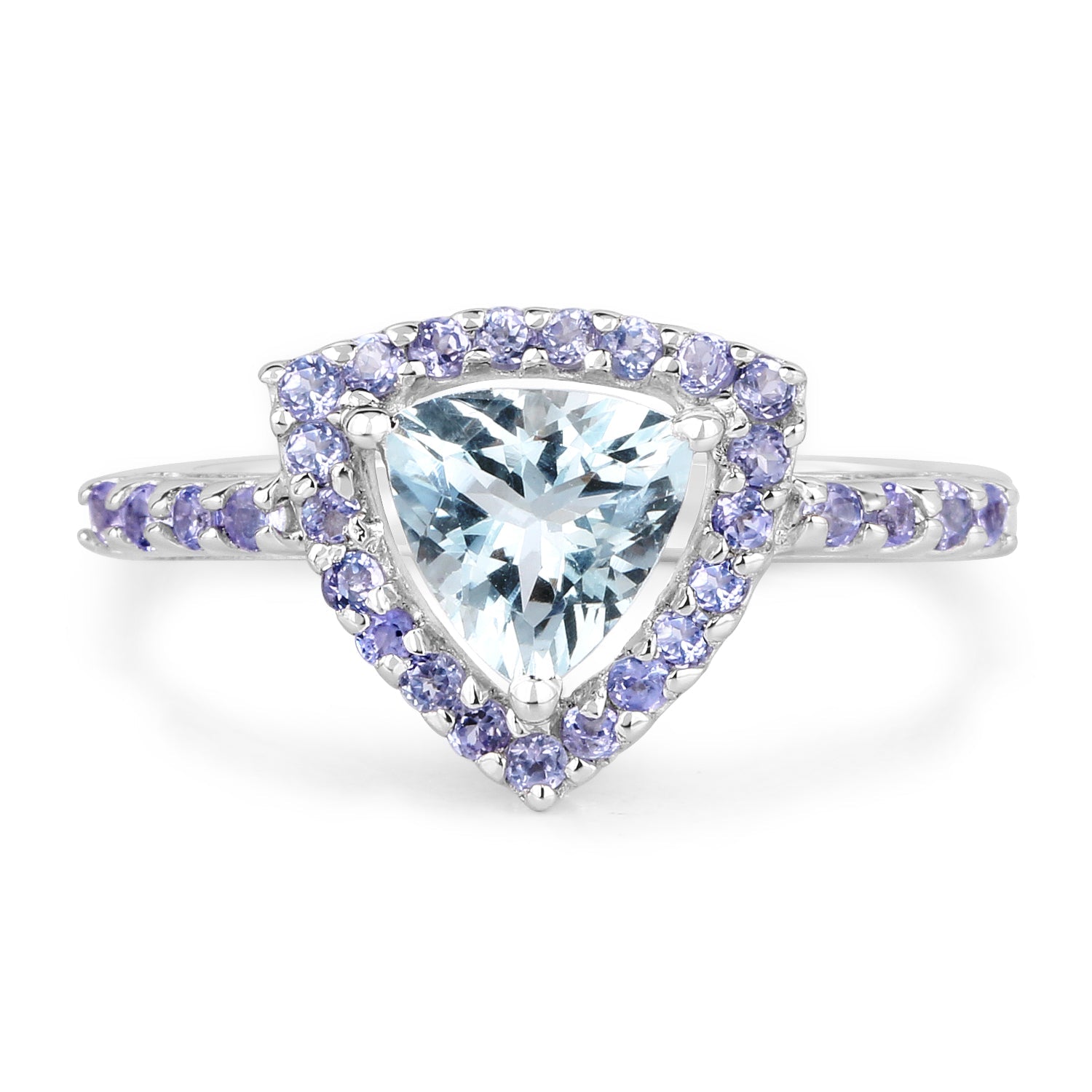1.41 Carat Genuine Aquamarine & Tanzanite .925 Sterling Silver Ring