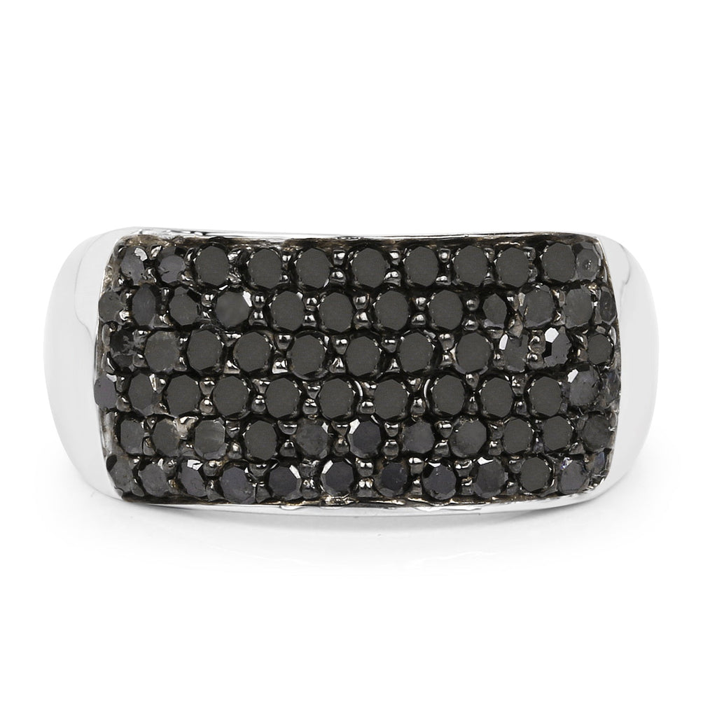 1.21 Carat Genuine Black Diamond .925 Sterling Silver Ring
